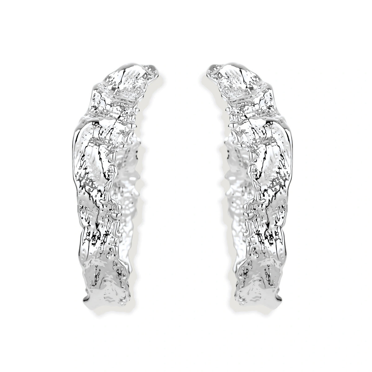 Ottilie Textured Hoops, pair front-on showing the hammered texture