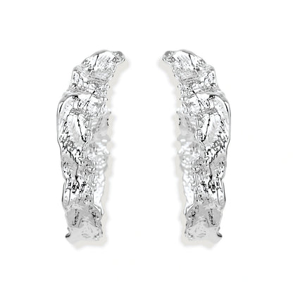 Ottilie Textured Hoops, pair front-on showing the hammered texture