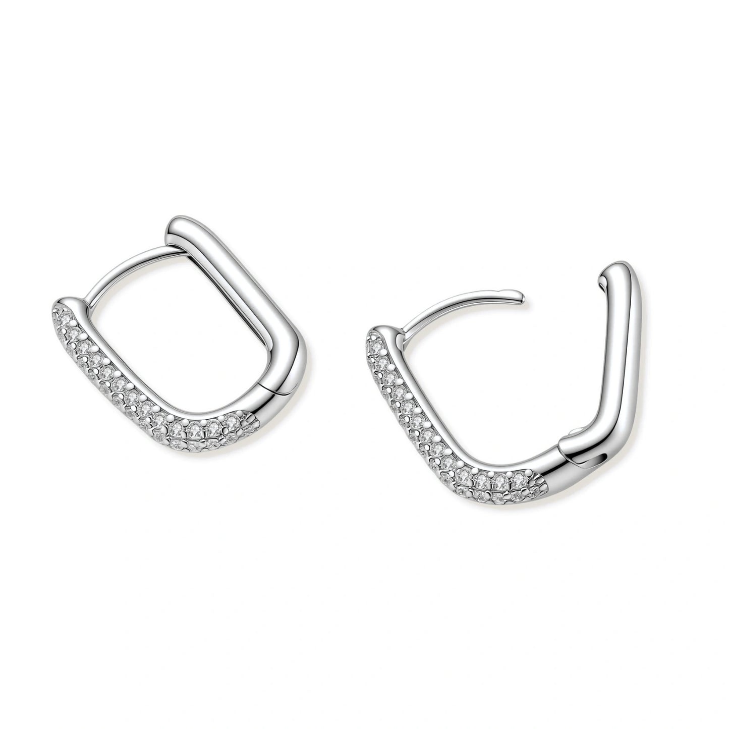 Elle Pavé Silver Hoops