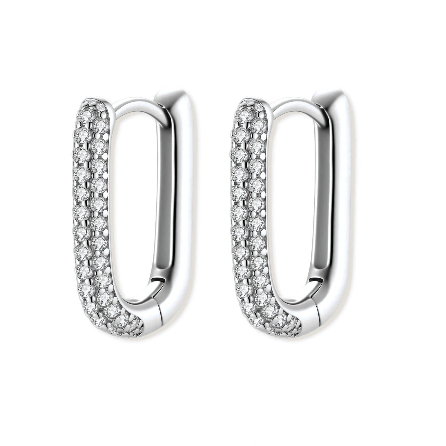 Elle Pavé Silver Hoops