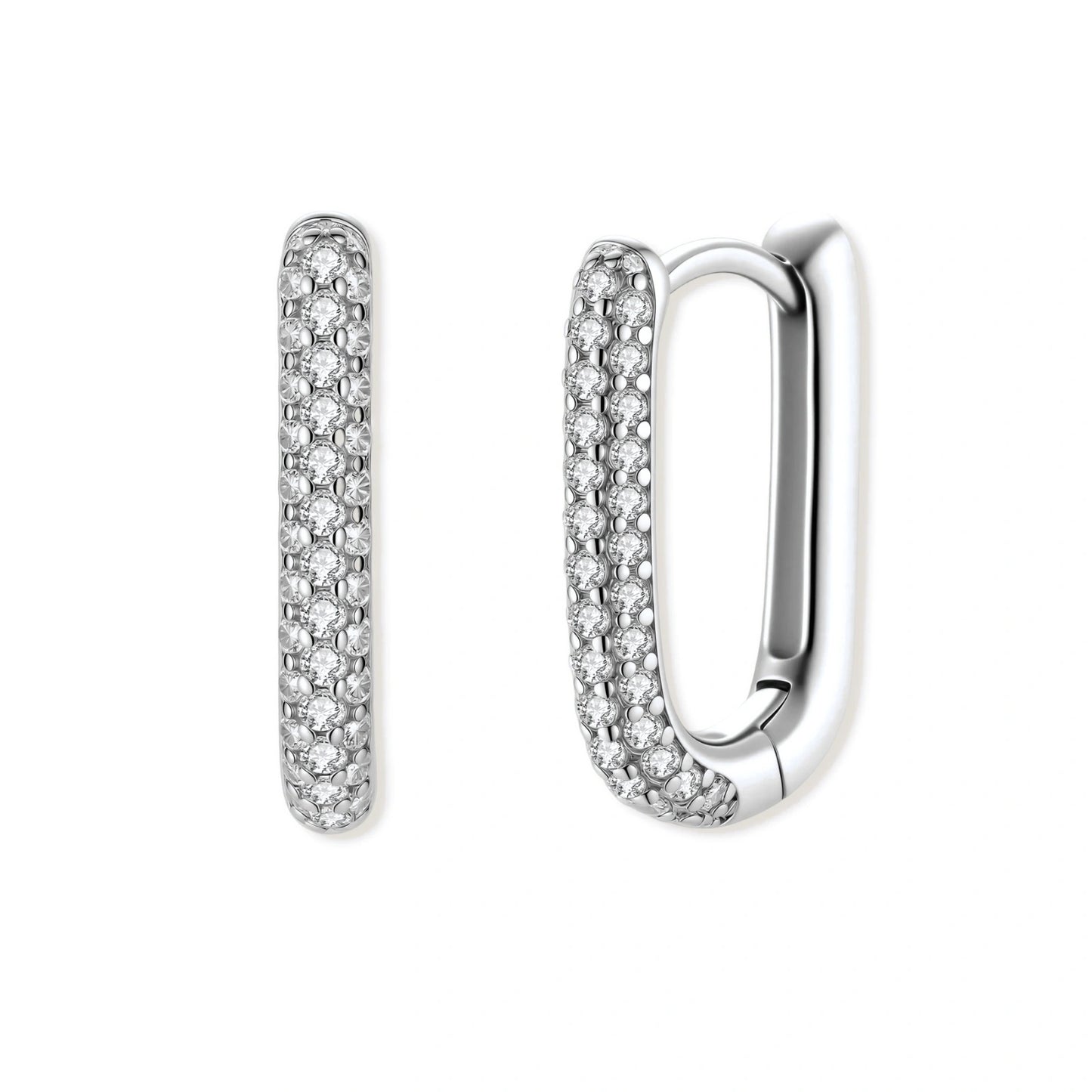 Elle Pavé Silver Hoops