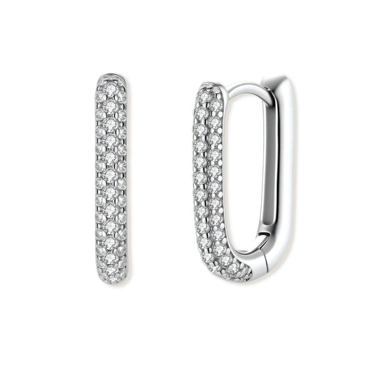 Elle Pavé Silver Hoops
