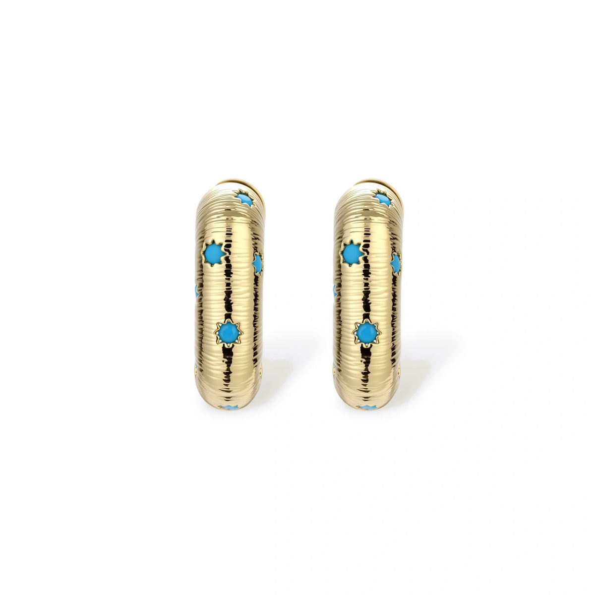 Nova Celestial Hoops side profile view of huggie hoop earrings