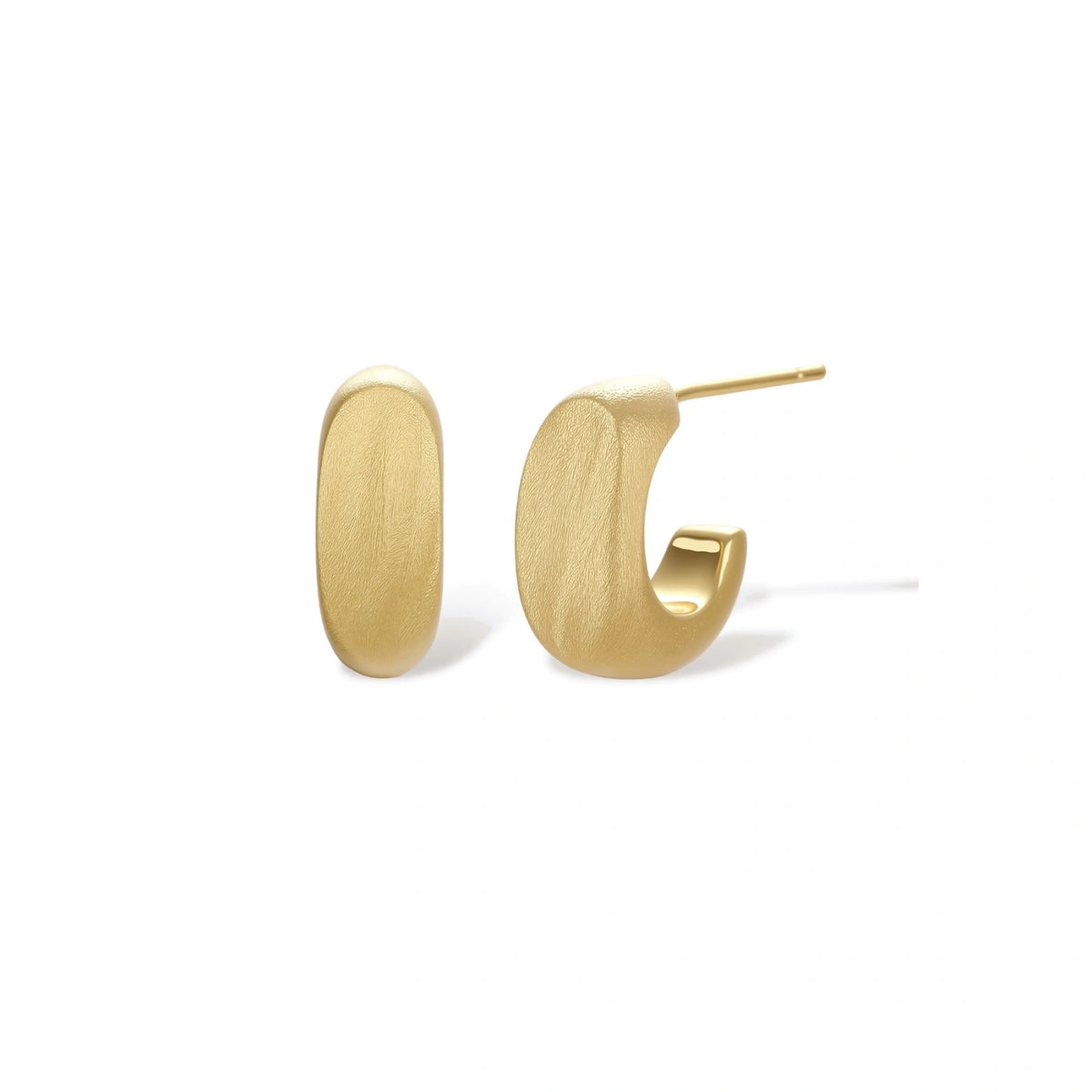 Philippa Dome Huggie Earrings, gold-tone dome huggie earrings, front view