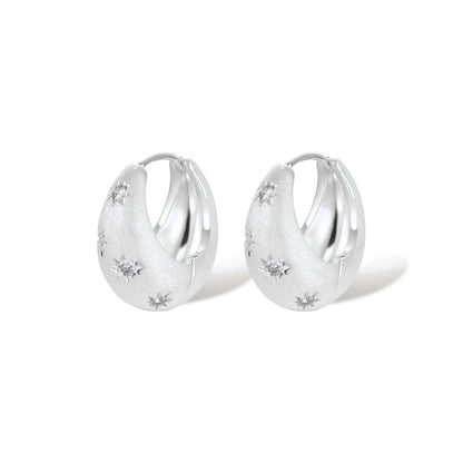 Guinevere Star Hoop Earrings, silver-tone zirconia star hoops, alternate angle