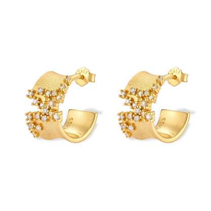 Stella Pavé Hoops, pair angled to show the open hoop profile and inner face