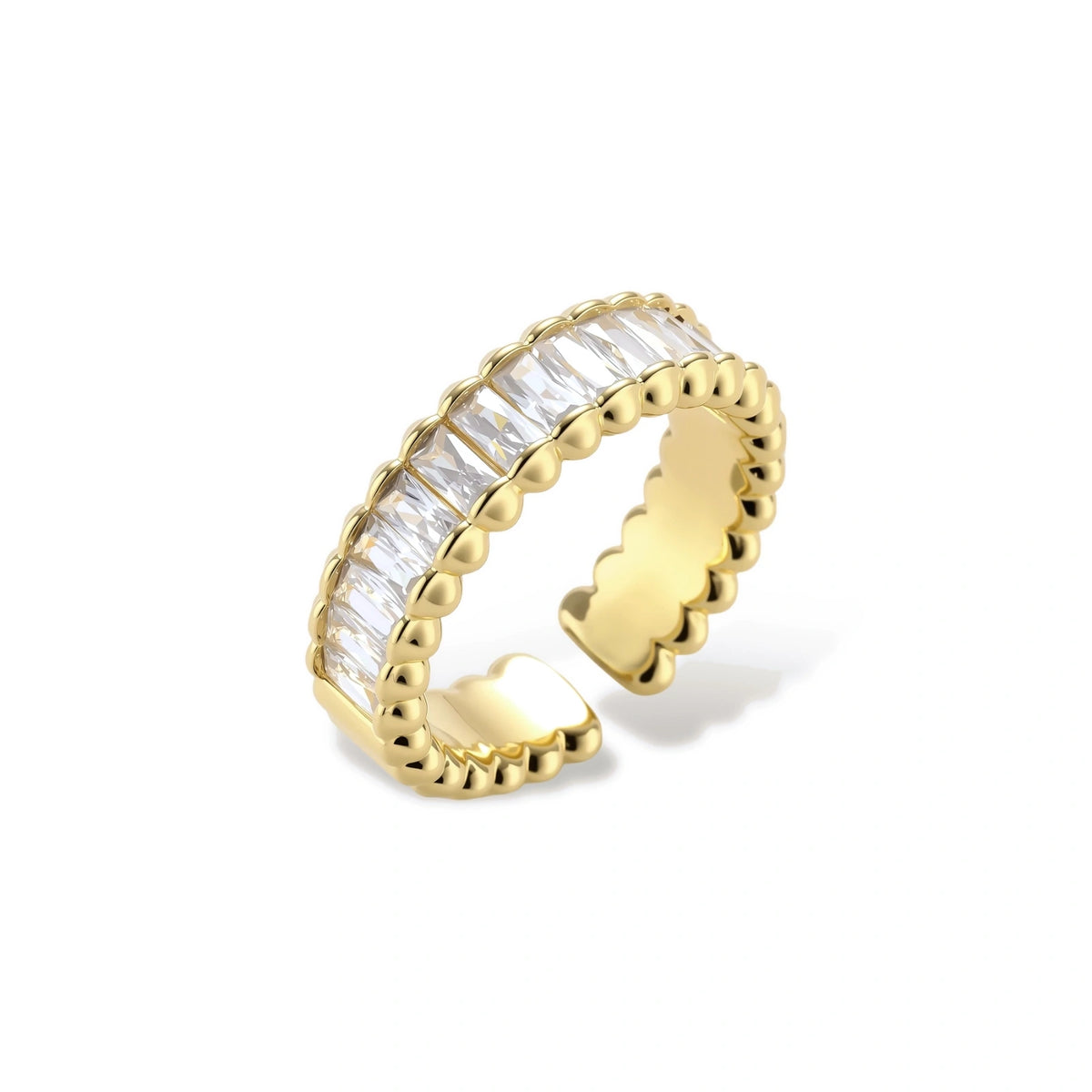 Theodora Baguette Band Ring, gold-tone baguette zirconia band, front view