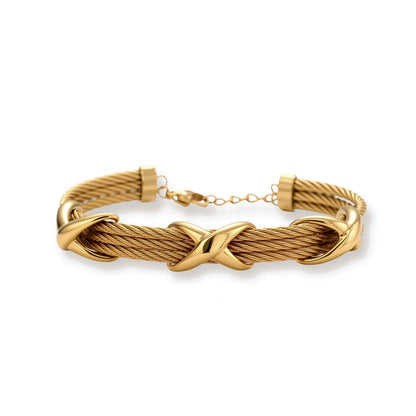 Verena Cable Knot Bracelet, gold-tone cable knot bracelet, front view