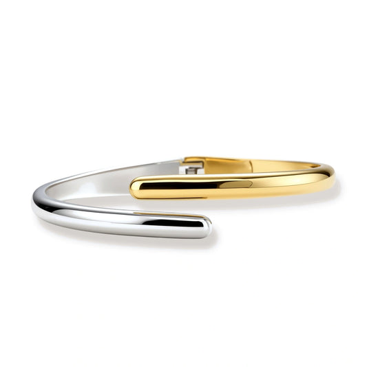 Vesper Bypass Cuff two-tone gold-tone and silver-tone stainless steel bypass bangle