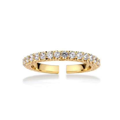 Melisande Spark Eternity Ring, close-up of the zirconia and cut-out gallery detail