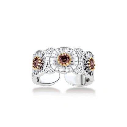 Garden Bloom Ring flower detail with gold-toned prong setting