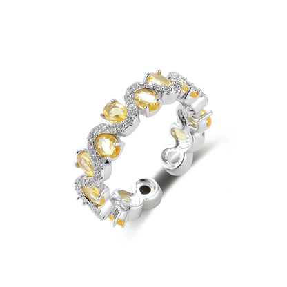 Aurelia Orbit Ring silver-tone brass open-band ring with yellow and clear zirconia