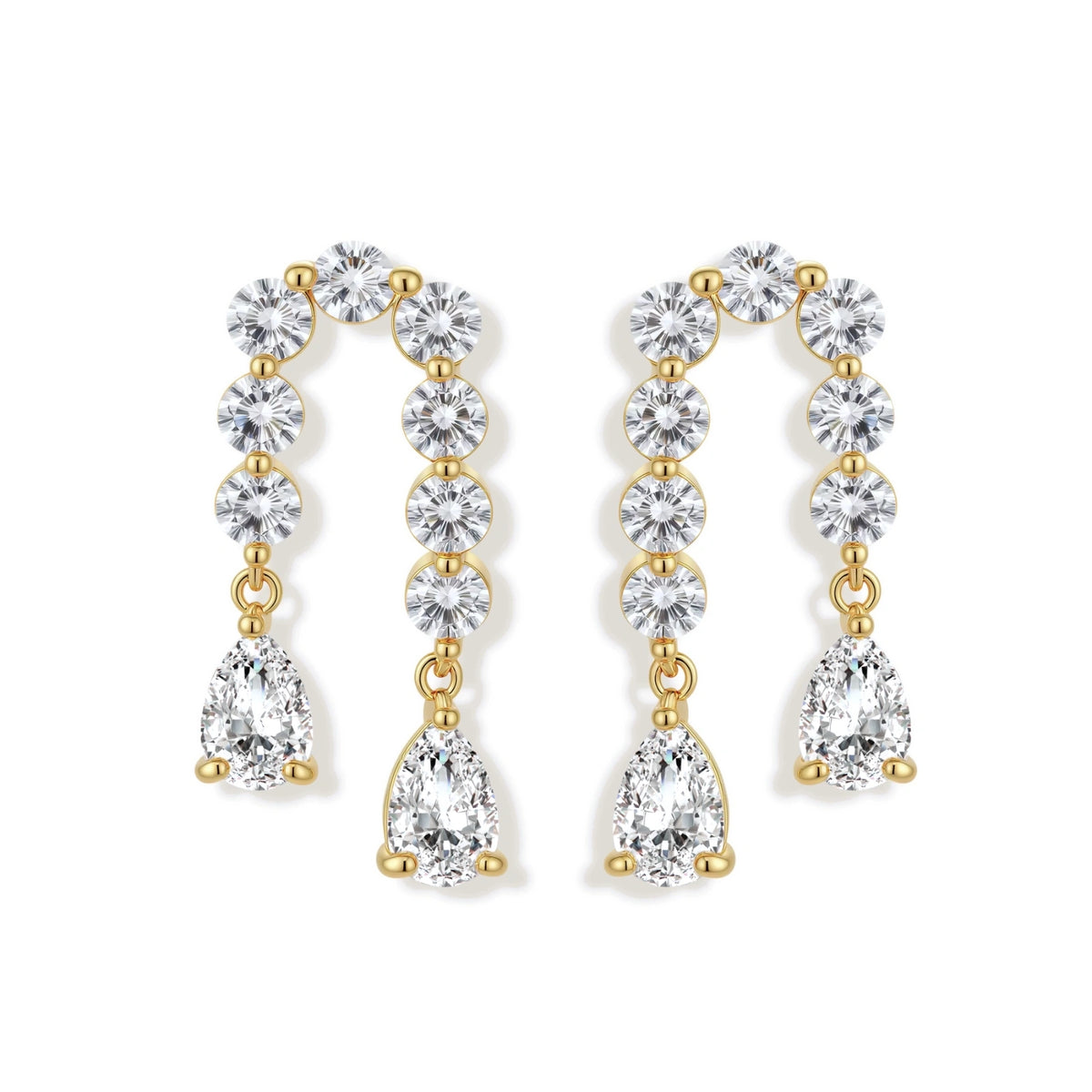 Linnea Crystal Drop Earrings, gold-tone zirconia drop earrings, alternate angle