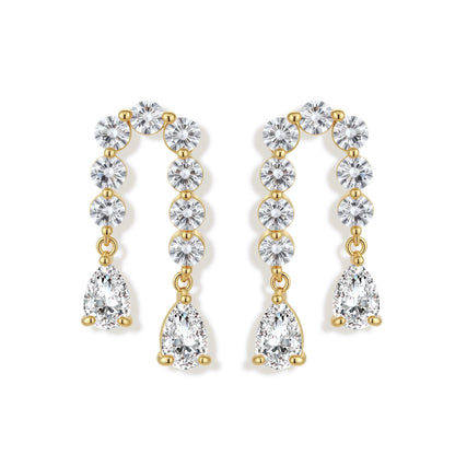 Linnea Crystal Drop Earrings, gold-tone zirconia drop earrings, alternate angle