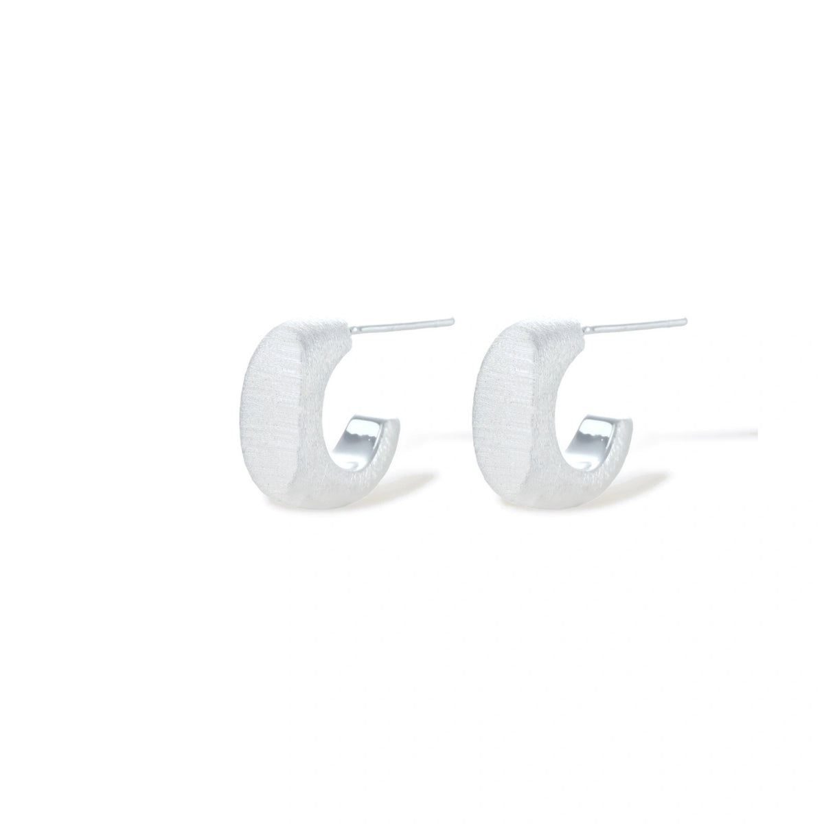 Perrine Silver Huggie Earrings, silver-tone huggie earrings, alternate angle