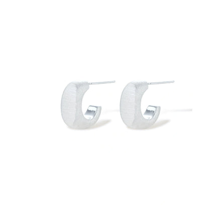 Perrine Silver Huggie Earrings, silver-tone huggie earrings, alternate angle