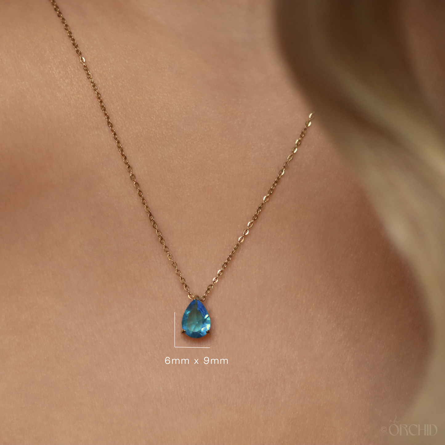 Dainty 14k Gold Raindrop Necklace | Birthstone Necklace Gift for Her | Custom Birth Stone Necklace | Personalized Birthday Gemstone Jewelry