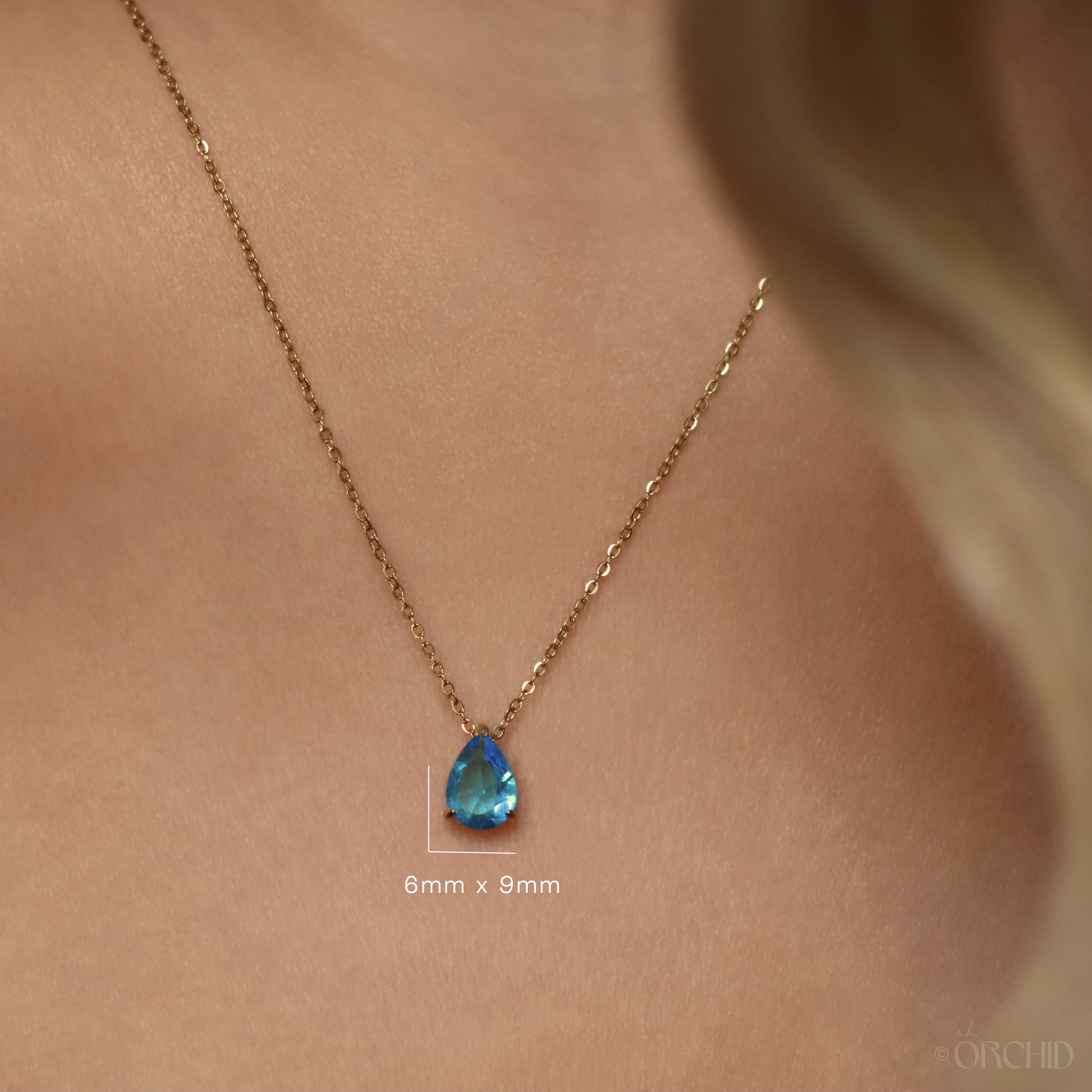 Dainty 14k Gold Raindrop Necklace | Birthstone Necklace Gift for Her | Custom Birth Stone Necklace | Personalized Birthday Gemstone Jewelry