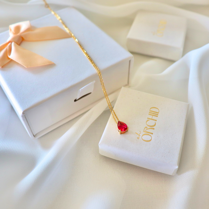 Dainty 14k Gold Raindrop Necklace | Birthstone Necklace Gift for Her | Custom Birth Stone Necklace | Personalized Birthday Gemstone Jewelry