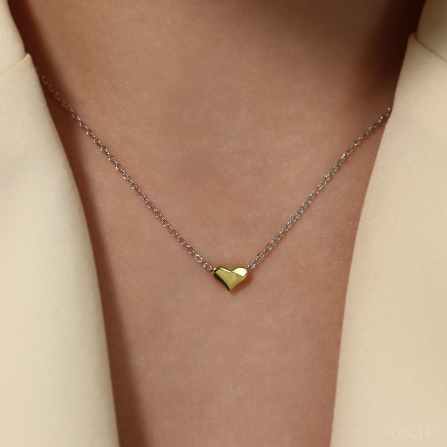 Dainty Gold Heart Necklace | Mixed Metal Jewelry | Gift for Her | Wedding Anniversary Necklace | To My Wife | Girlfriend Jewelry
