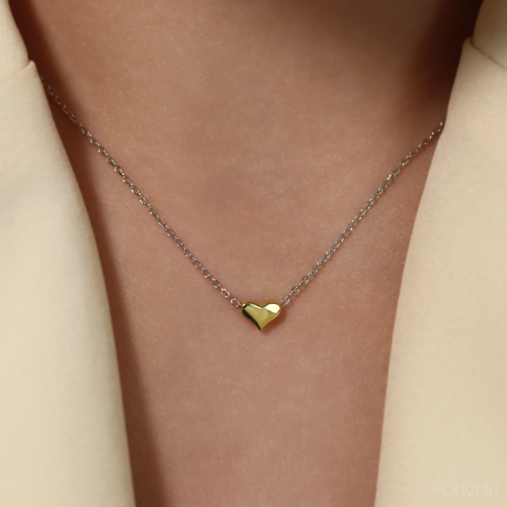 Dainty Gold Heart Necklace | Mixed Metal Jewelry | Gift for Her | Wedding Anniversary Necklace | To My Wife | Girlfriend Jewelry