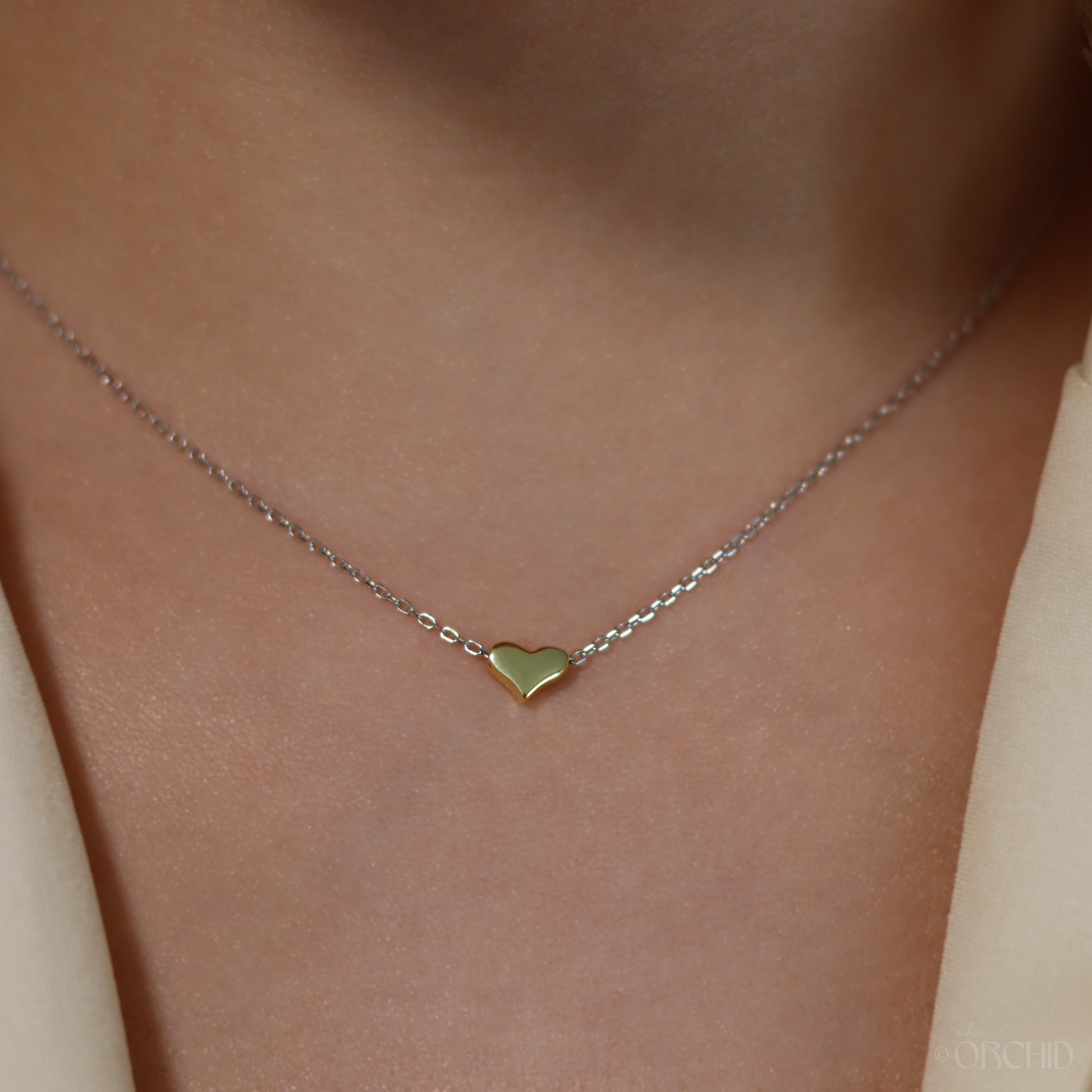 Dainty Gold Heart Necklace | Mixed Metal Jewelry | Gift for Her | Wedding Anniversary Necklace | To My Wife | Girlfriend Jewelry