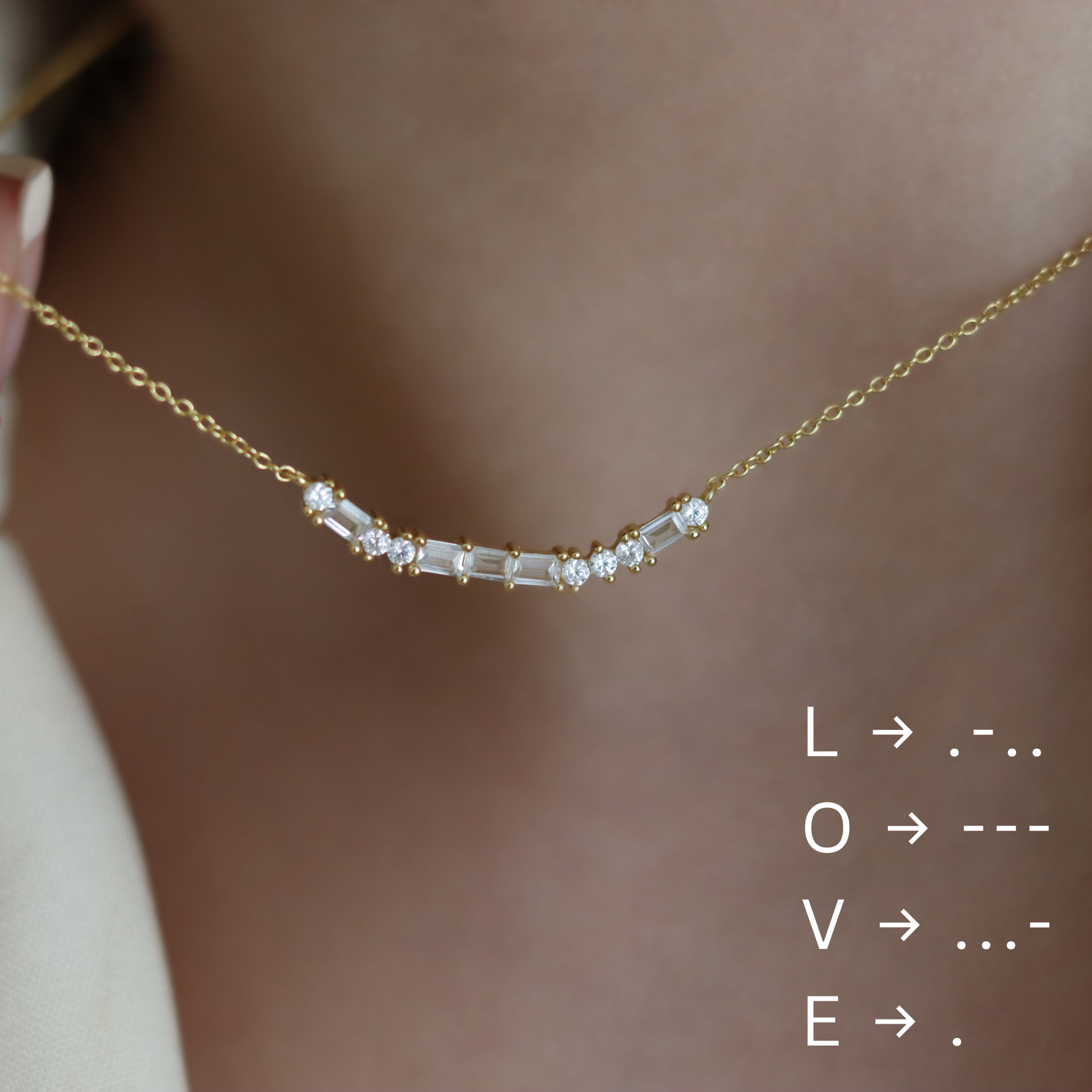 Morse Code Necklace 'Love' 18K Gold Sterling Silver | Unique Anniversary Jewelry | Wedding Gift Necklace | Sentimental Present for Her