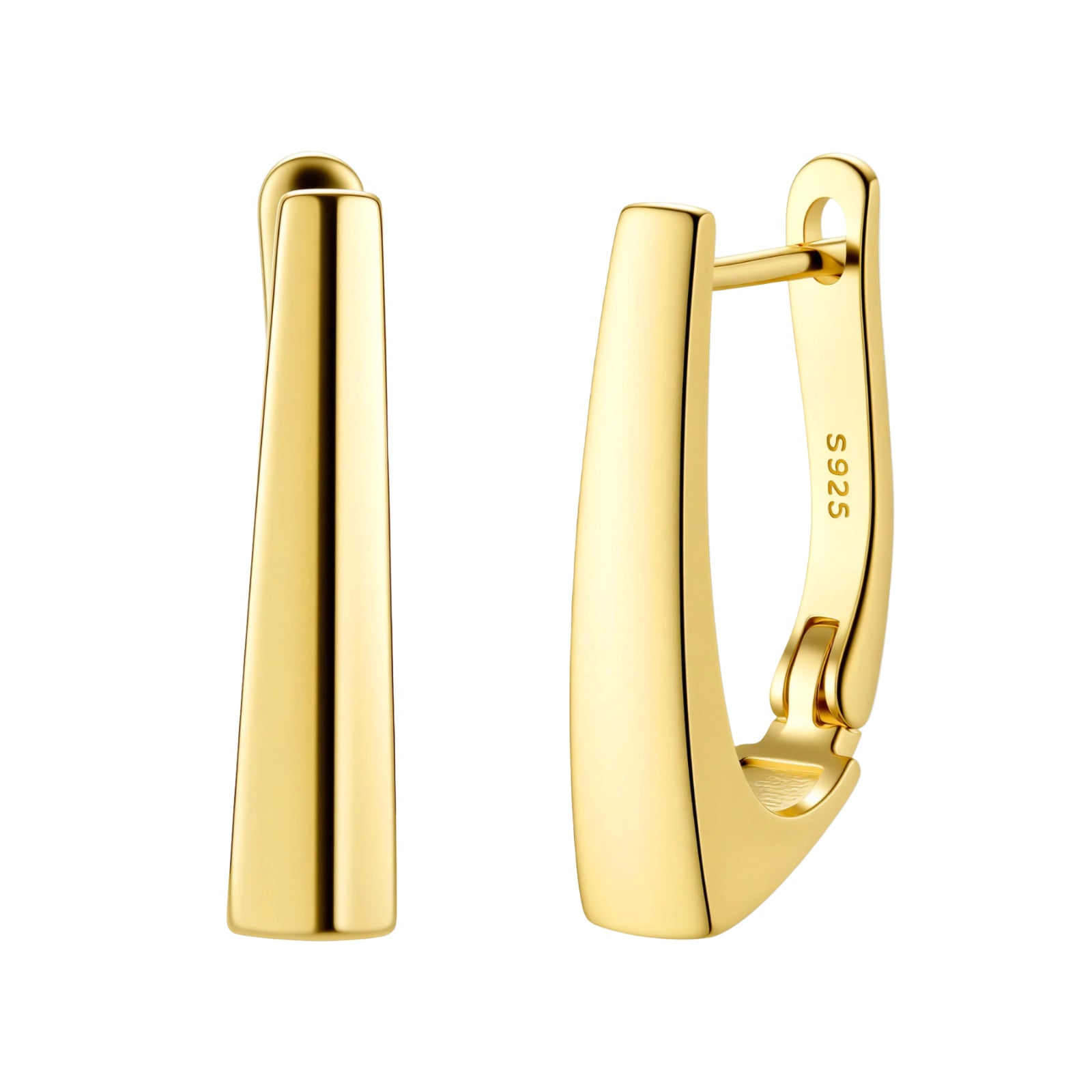 Gold hoop earrings on a white background