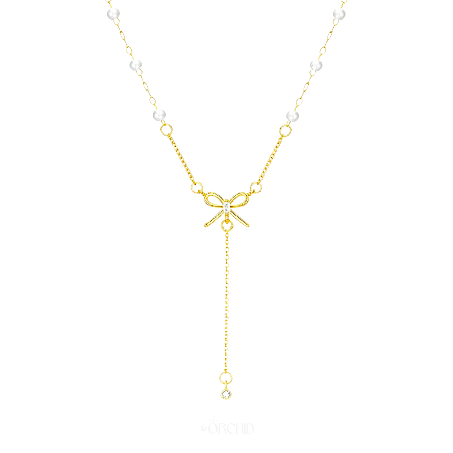Lilium Bow Drop Necklace