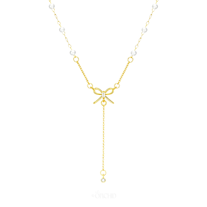Lilium Bow Drop Necklace