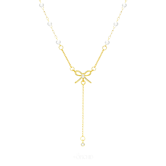 Lilium Bow Drop Necklace