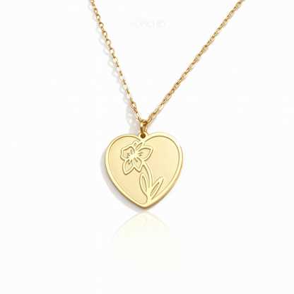 Petal & Heart: Birth Flower Necklace Collection