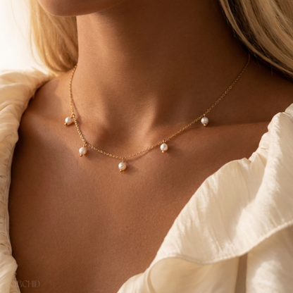 Dahlia Drop Pearl Necklace
