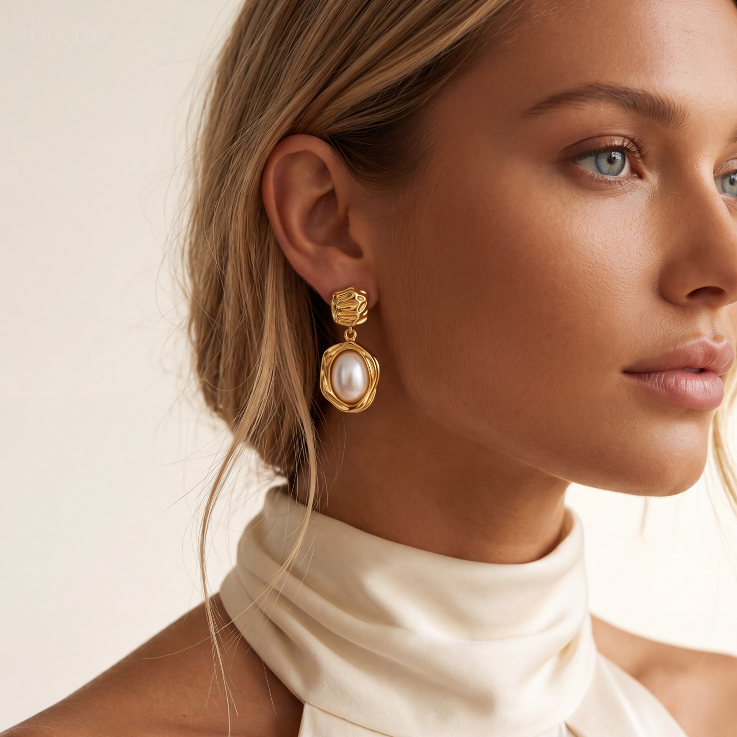 Pearl earrings, view 2