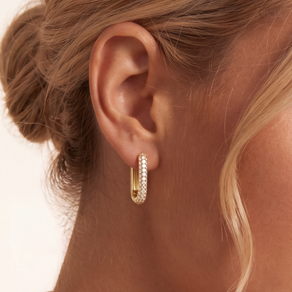 Elle Pavé Gold Hoops
