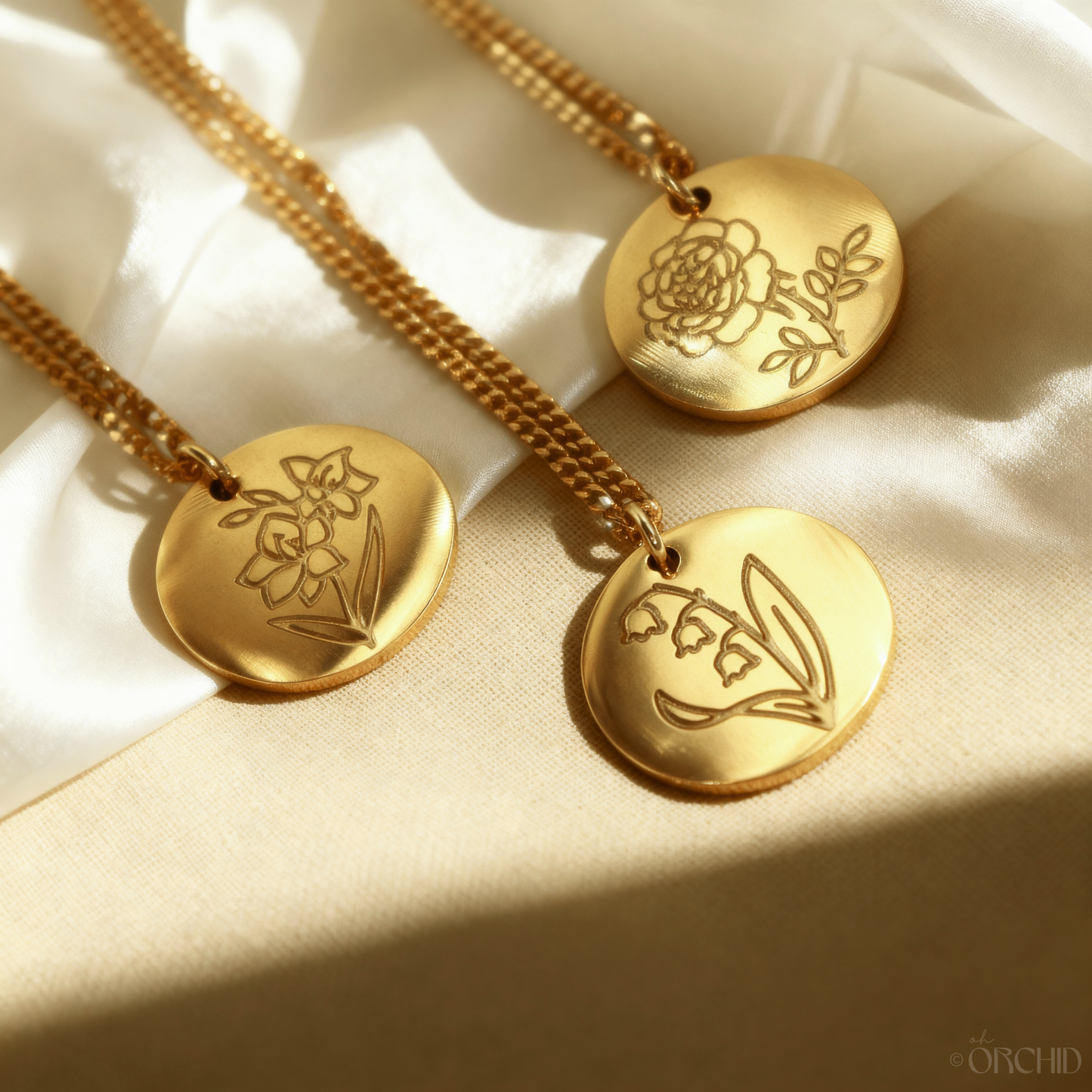 Petal & Coin: Birth Flower Necklace Collection
