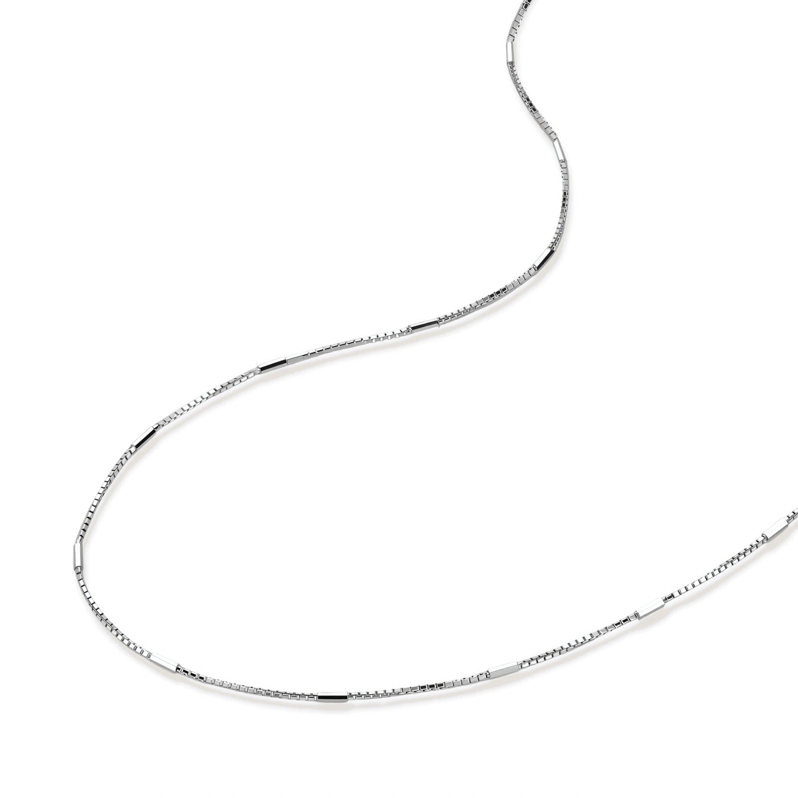 Silver chain necklace on a white background