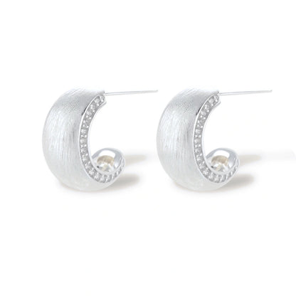 Isabeau Pave Hoop Earrings, silver-tone zirconia pave hoops, alternate angle