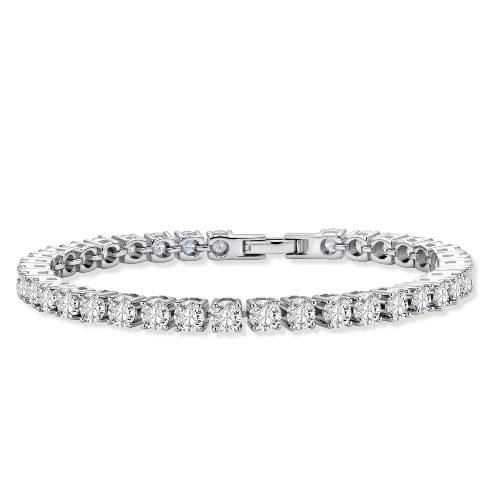 Aurelle Bracelet featuring VVS1 moissanite stones in polished 925 sterling silver with a secure box clasp