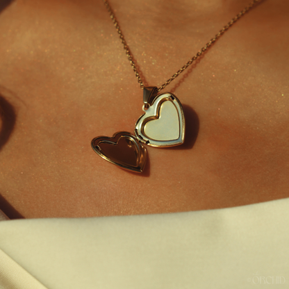 Heart Locket Necklace | Gold or Silver Personalized Pendant | DIY Photo Jewelry | Mother of Pearl Abalone Shell | Sentimental Gift for Her