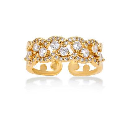 Cosima Cluster Chain Ring, angled view showing the open adjustable back