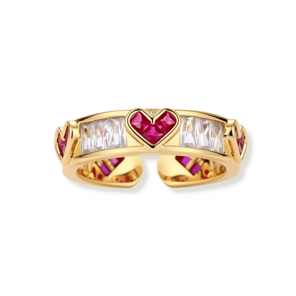 Coraline Heart Baguette Ring, close-up of the heart and baguette detail