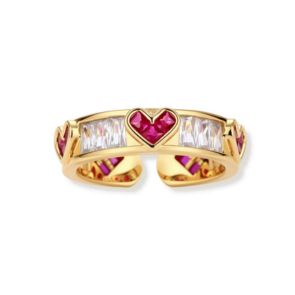 Coraline Heart Baguette Ring, close-up of the heart and baguette detail
