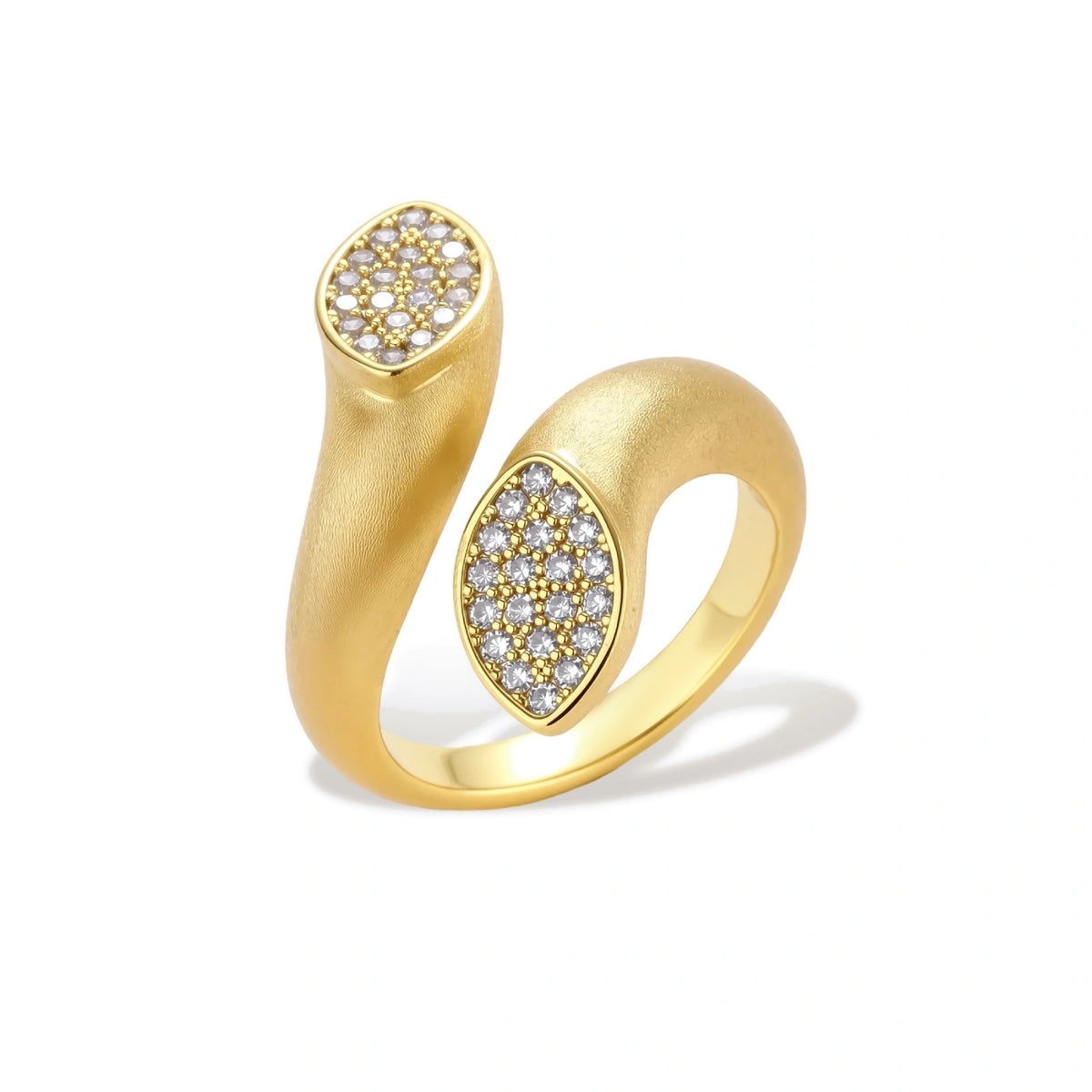 Marcelline Dual Spark Ring, close-up of the pavé zirconia detail