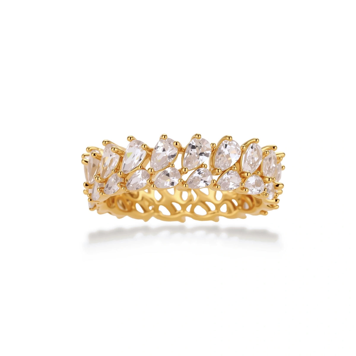 Valentina Double Pear Cocktail Ring, close-up of the pear-cut zirconia detail