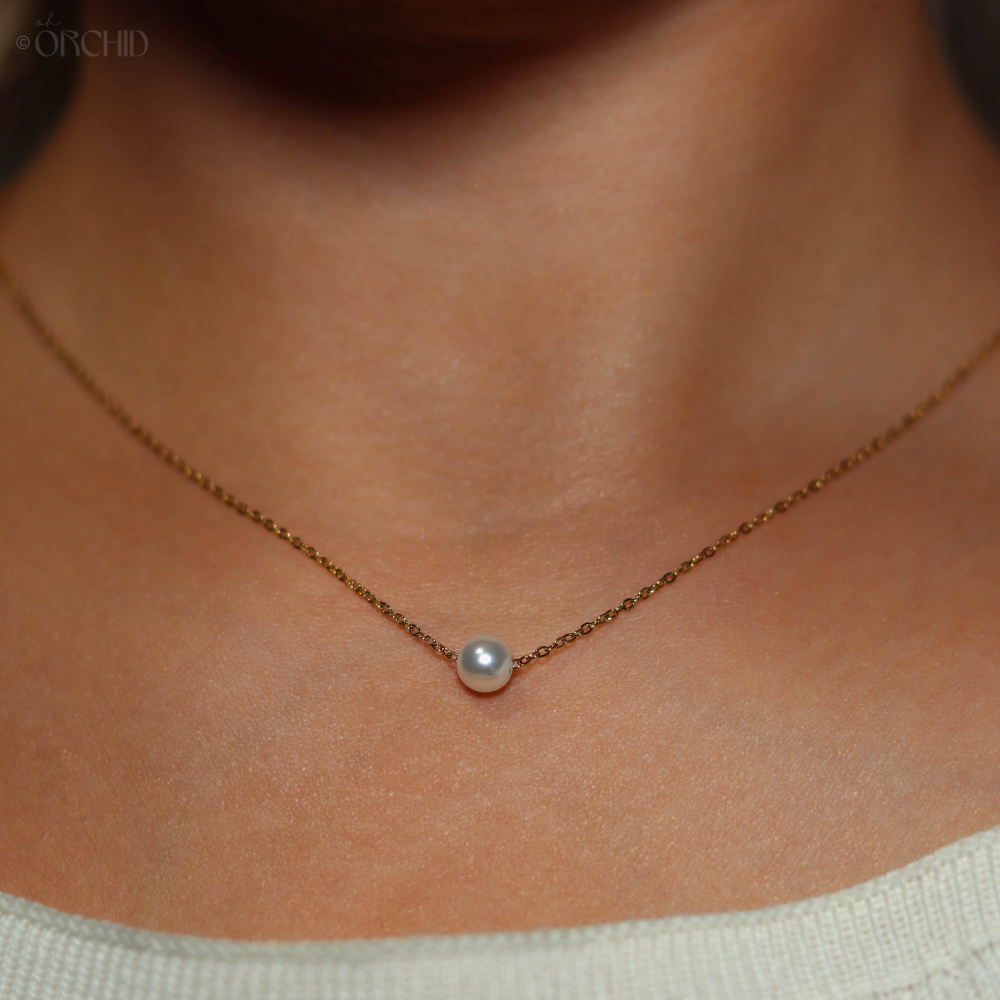 Dainty Pearl Choker Necklace | 14k Gold or Silver | Minimalist Wedding Jewelry | Everyday Necklace | Elegant Gift for Her
