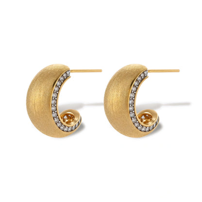 Adelina Pavé Huggie Hoops, pair showing the hidden inner row of pavé stones