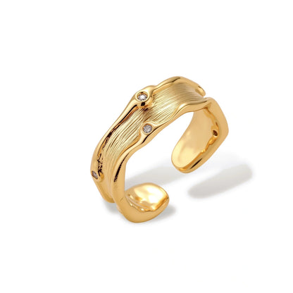 Marisol Flowing Wave Ring, angled view showing the open adjustable back