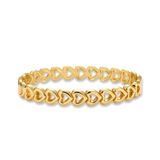 Winnifred Heart Link Bangle, gold-tone heart link bangle bracelet, front view