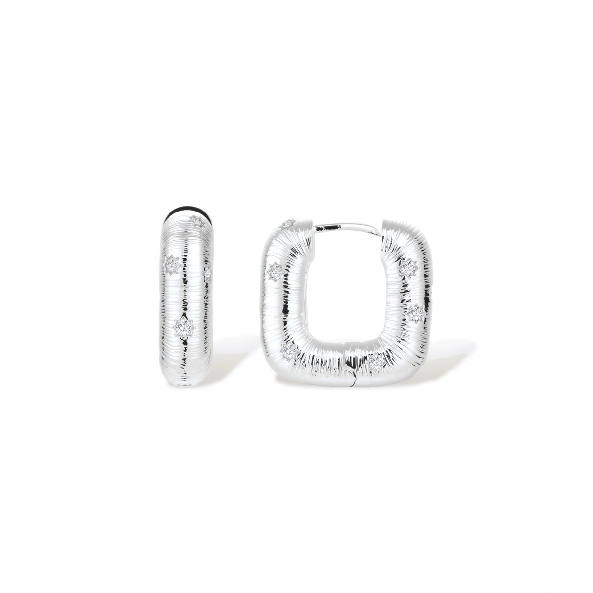 Reyna Textured Hoop Earrings, silver-tone textured hoops, front view
